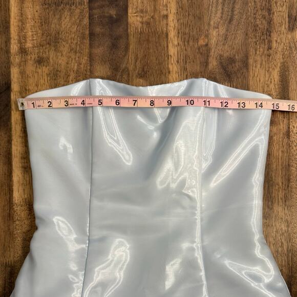Jessica McClintock for Gunne Sax Dress VTG Strapless Ruffle Party Blue Size 5/6 - Picture 6 of 11